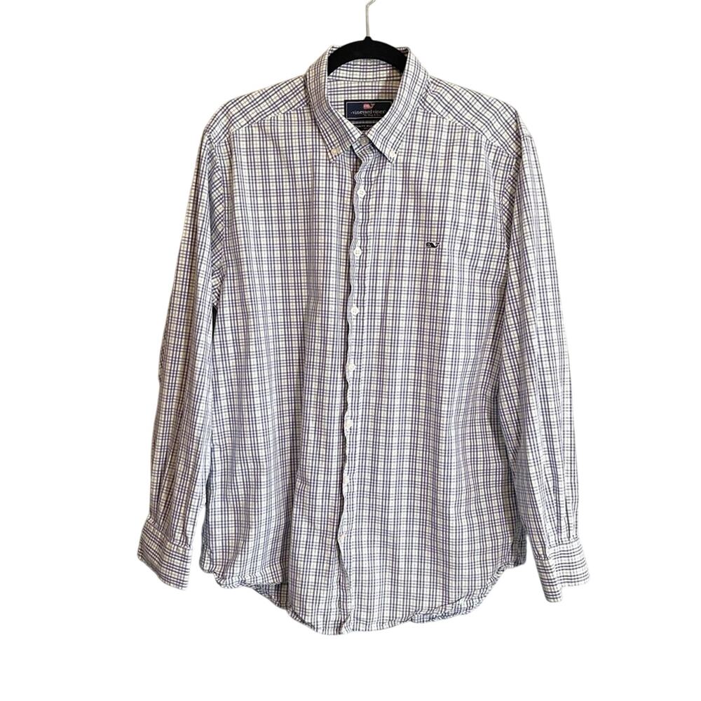 Men's Vineyard‎ Vines Slim Fit Whale Button Down Plaid Shirt Size Large